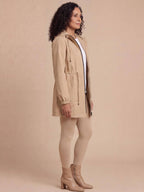 Women’s Hooded Longline Jacket with Drawstring Details