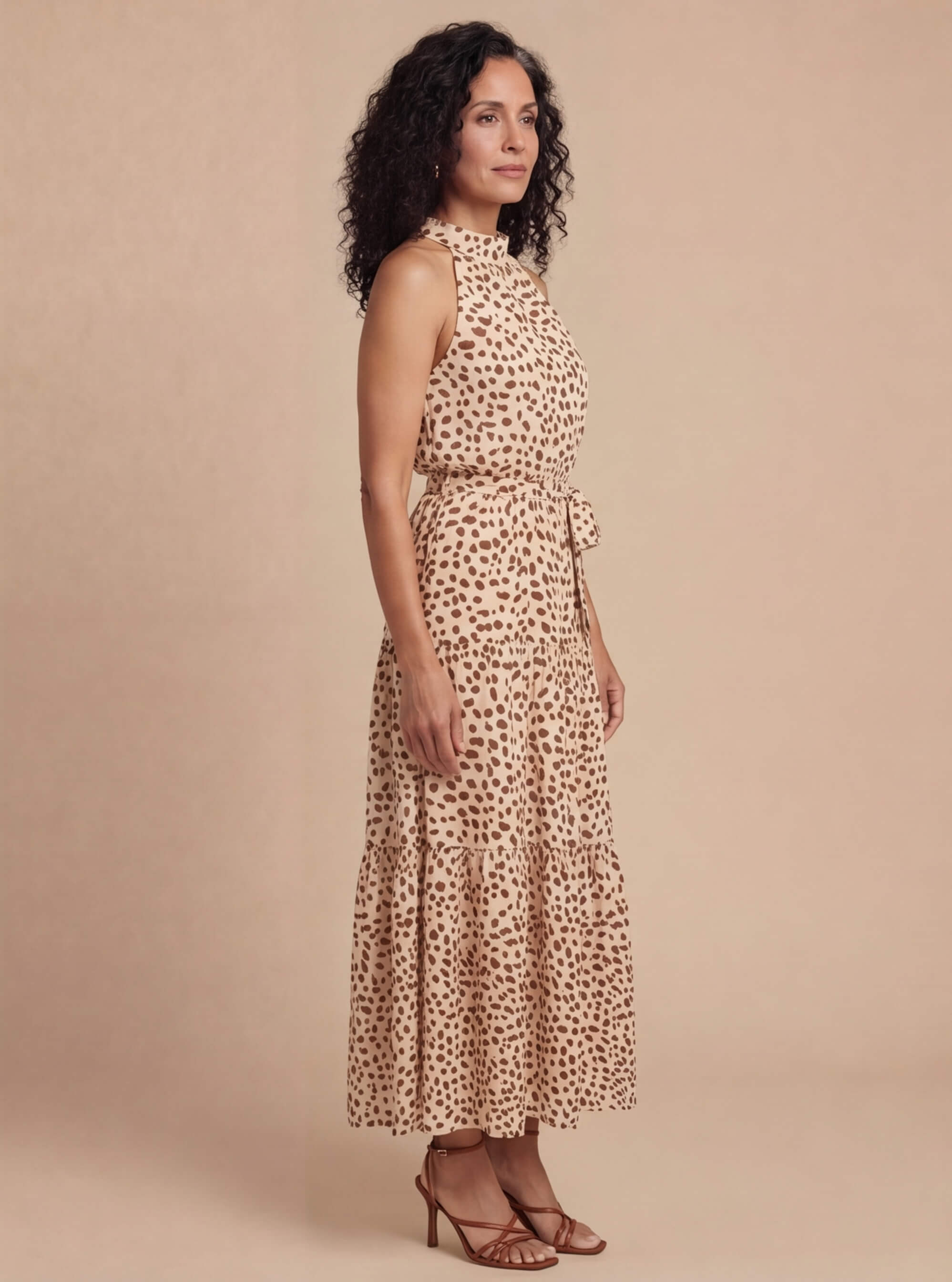 Women’s Dress – Halter Neck A-Line Maxi Dress