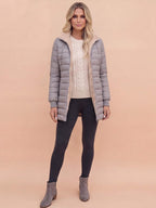 Women’s Quilted Puffer Jacket with Hooded Trim