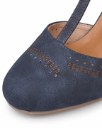 Women’s Two-Tone Block Heel Pumps with T-Strap