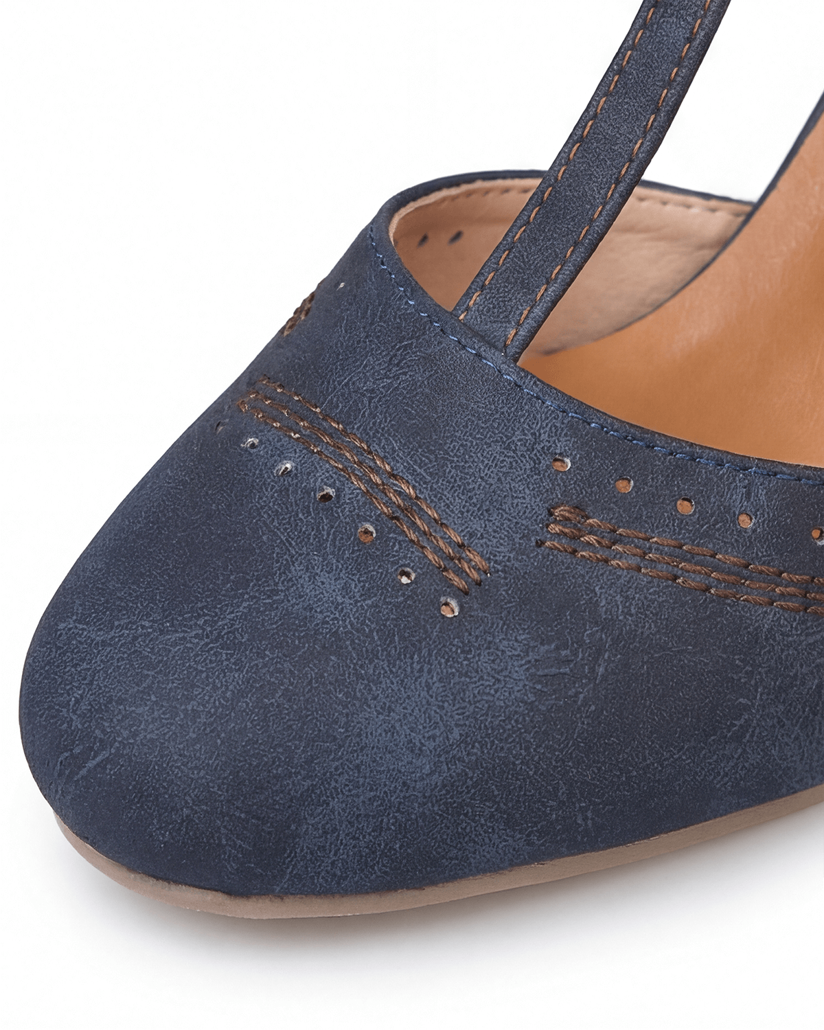 Women’s Two-Tone Block Heel Pumps with T-Strap
