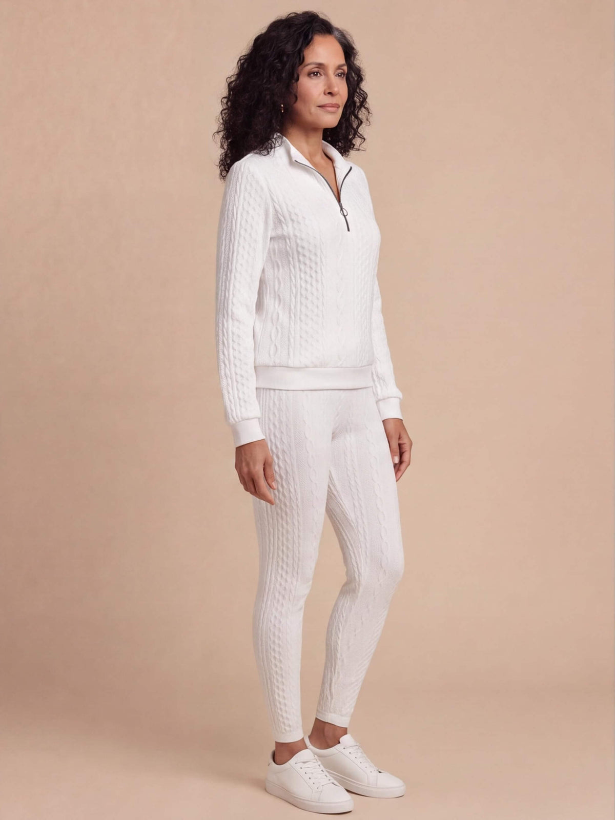 Women’s Textured Cable-Knit Half-Zip Sweatshirt