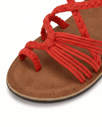 Women’s Flat Sandals- Braided Lace-Up