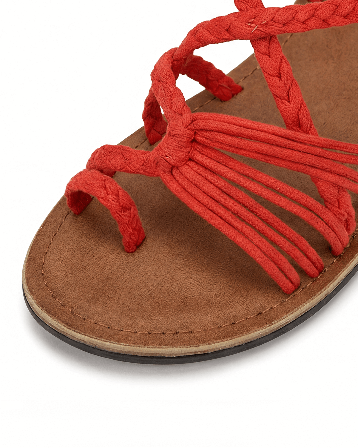 Women’s Flat Sandals- Braided Lace-Up