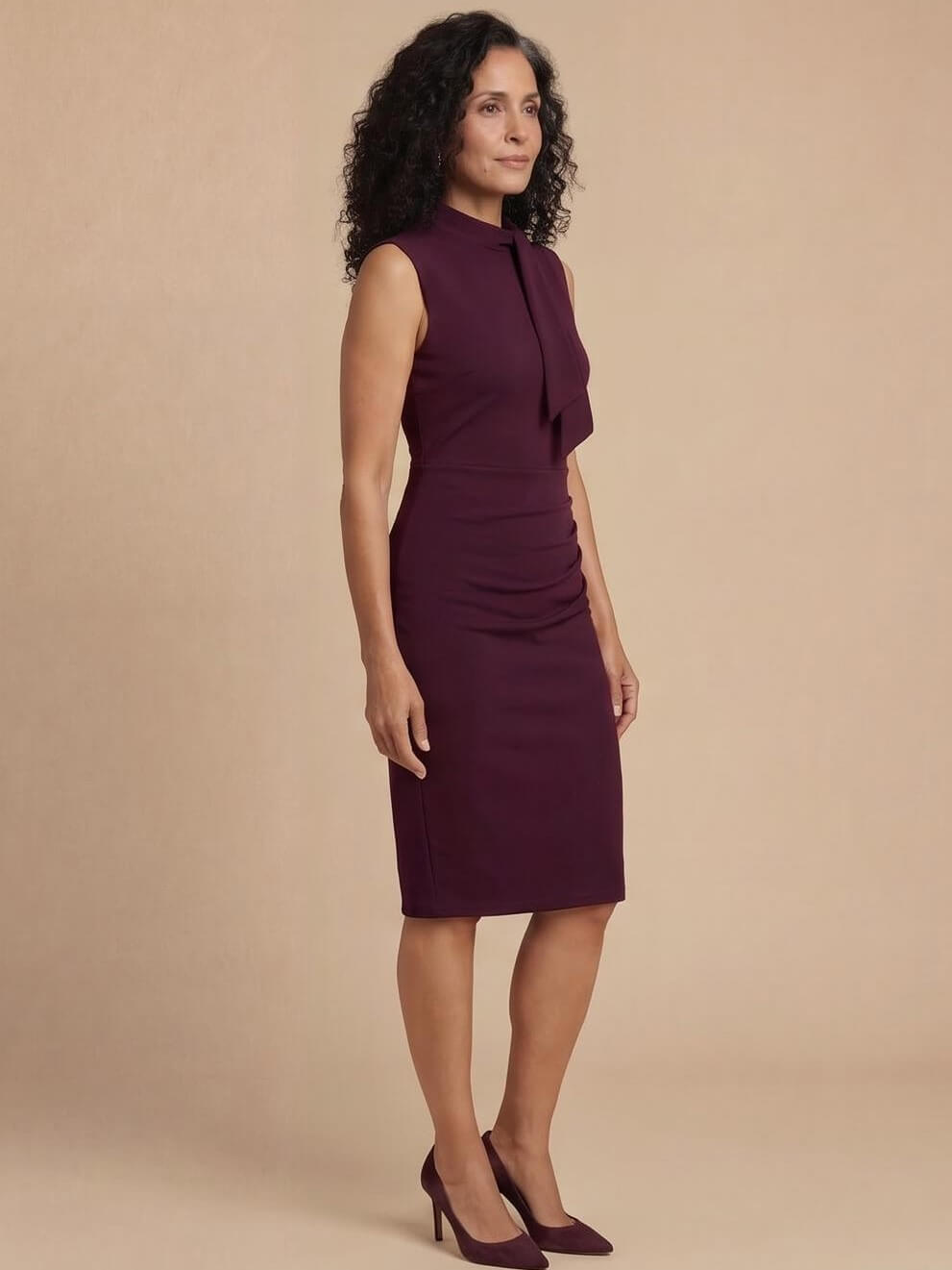 Women’s sleeveless midi dress with a wrap-around V-neck