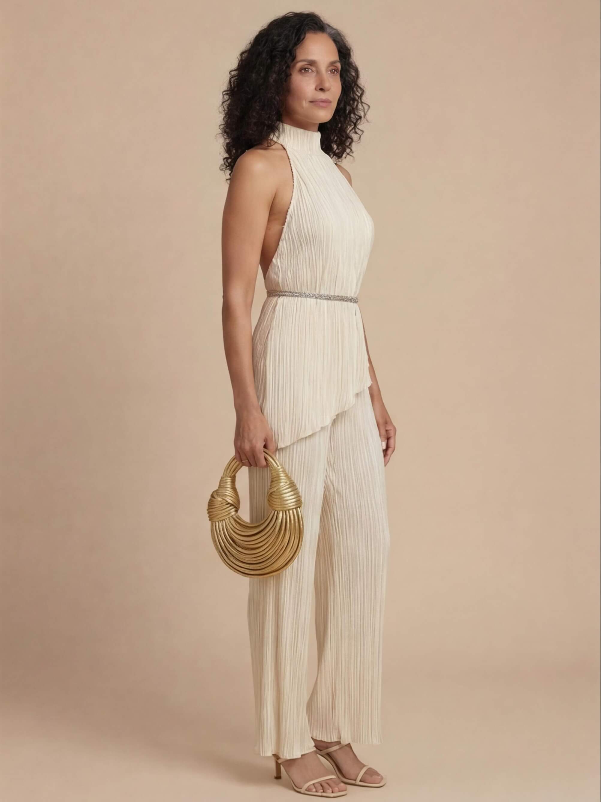 Women’s Halter Pleated Two-Piece Set