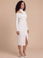 Women’s Asymmetric Off-Shoulder Draped Midi Dress
