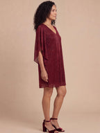 Women’s Glitter V-Neck Cape Sleeve Party Dress