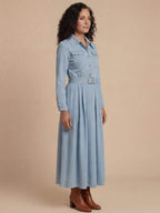 Women’s Belted Denim Shirt Dress – Timeless & Everyday Chic