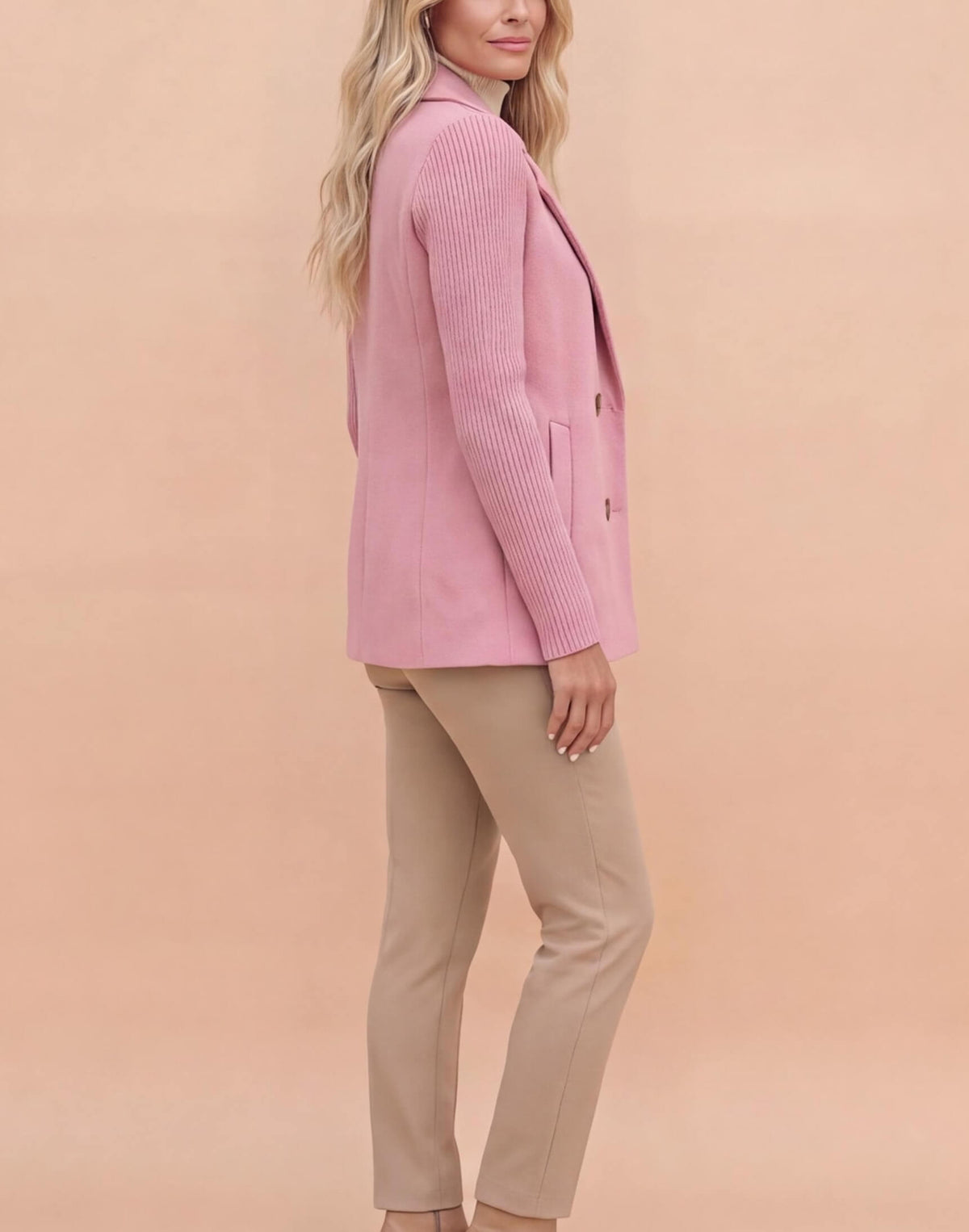 Women’s Double-Breasted Knit Sleeve Blazer