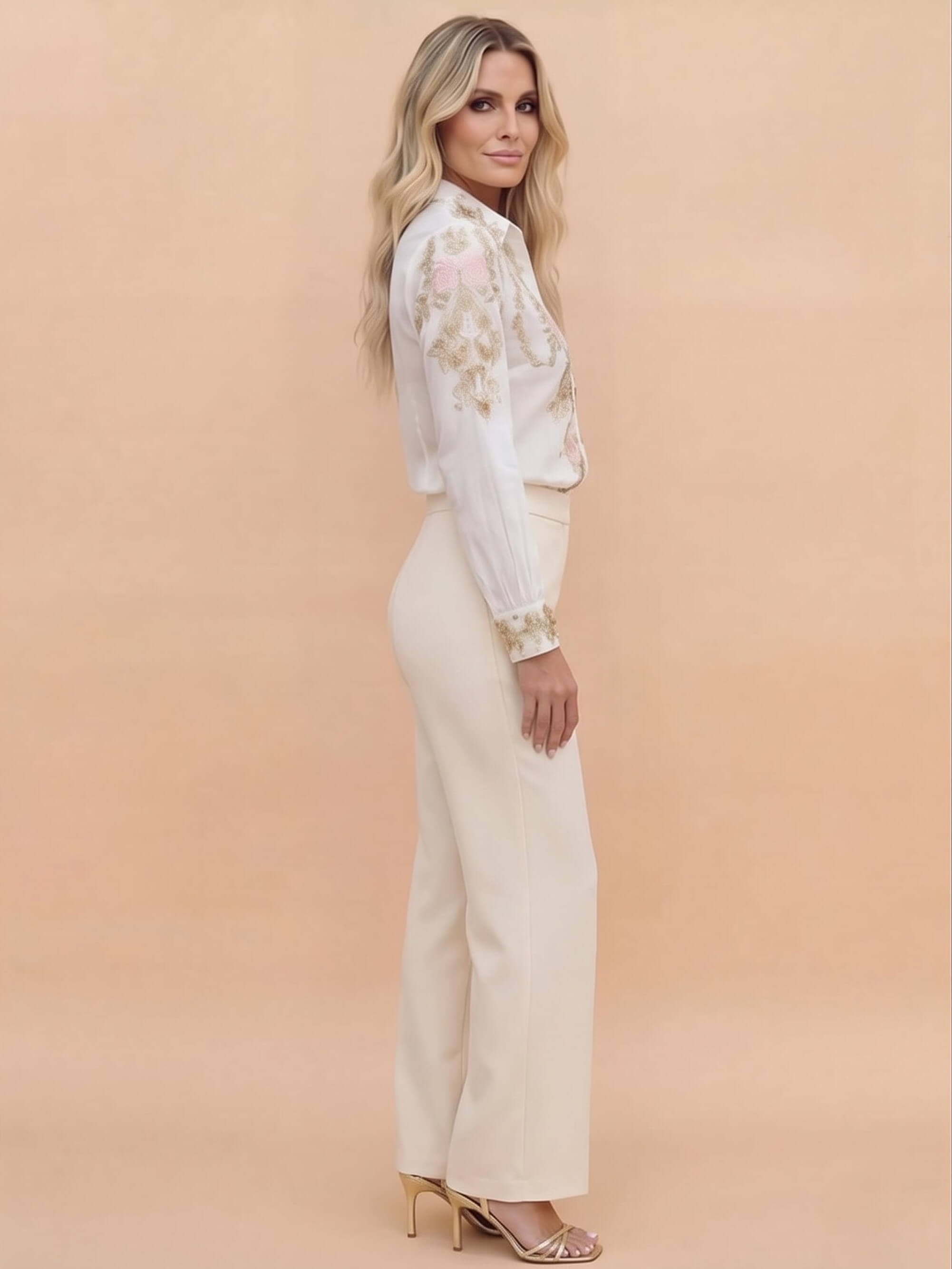 Women’s Embroidered Button-Up Long Sleeve Shirt