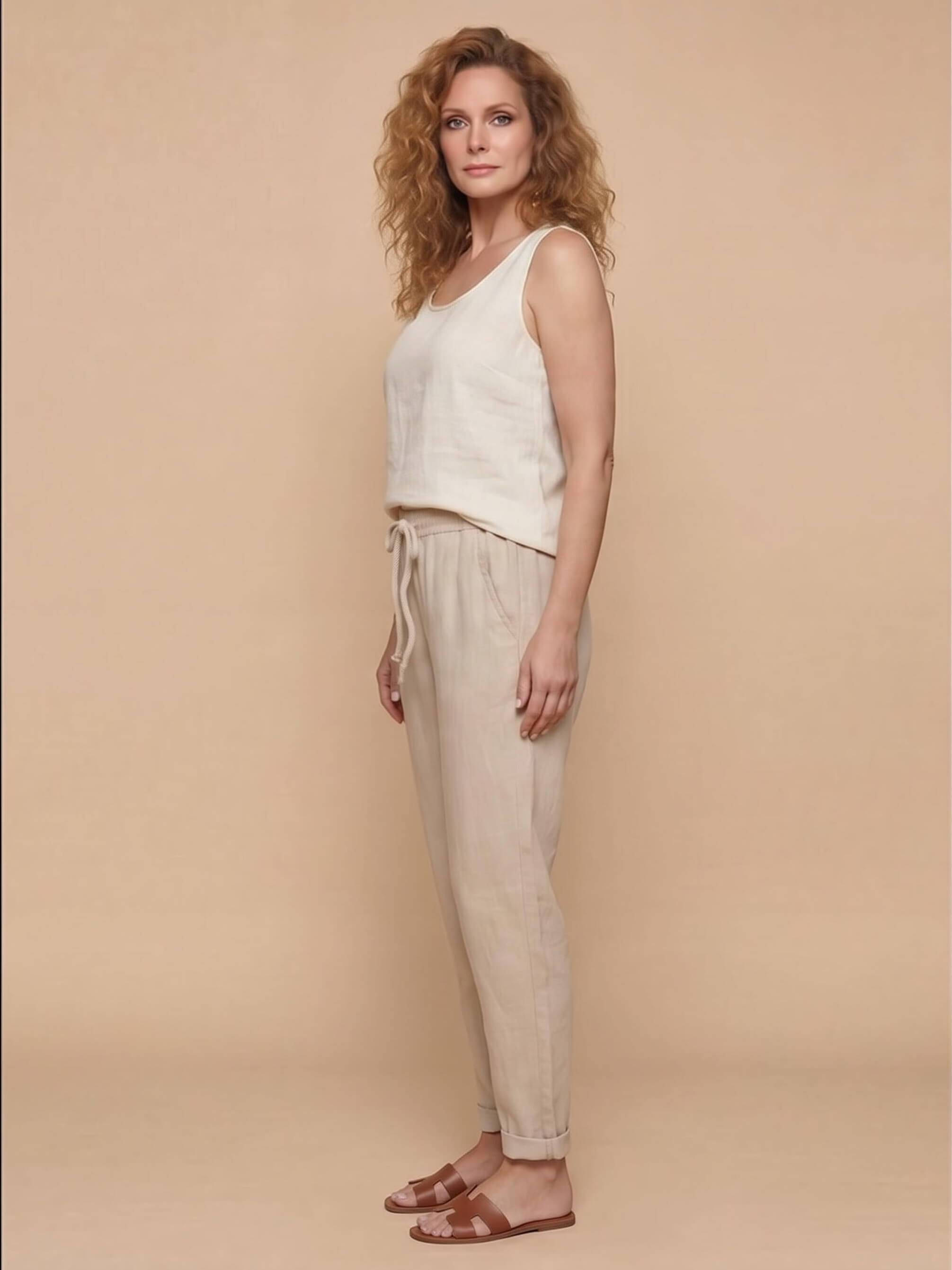 Women’s Drawstring Cuffed Tapered Trousers