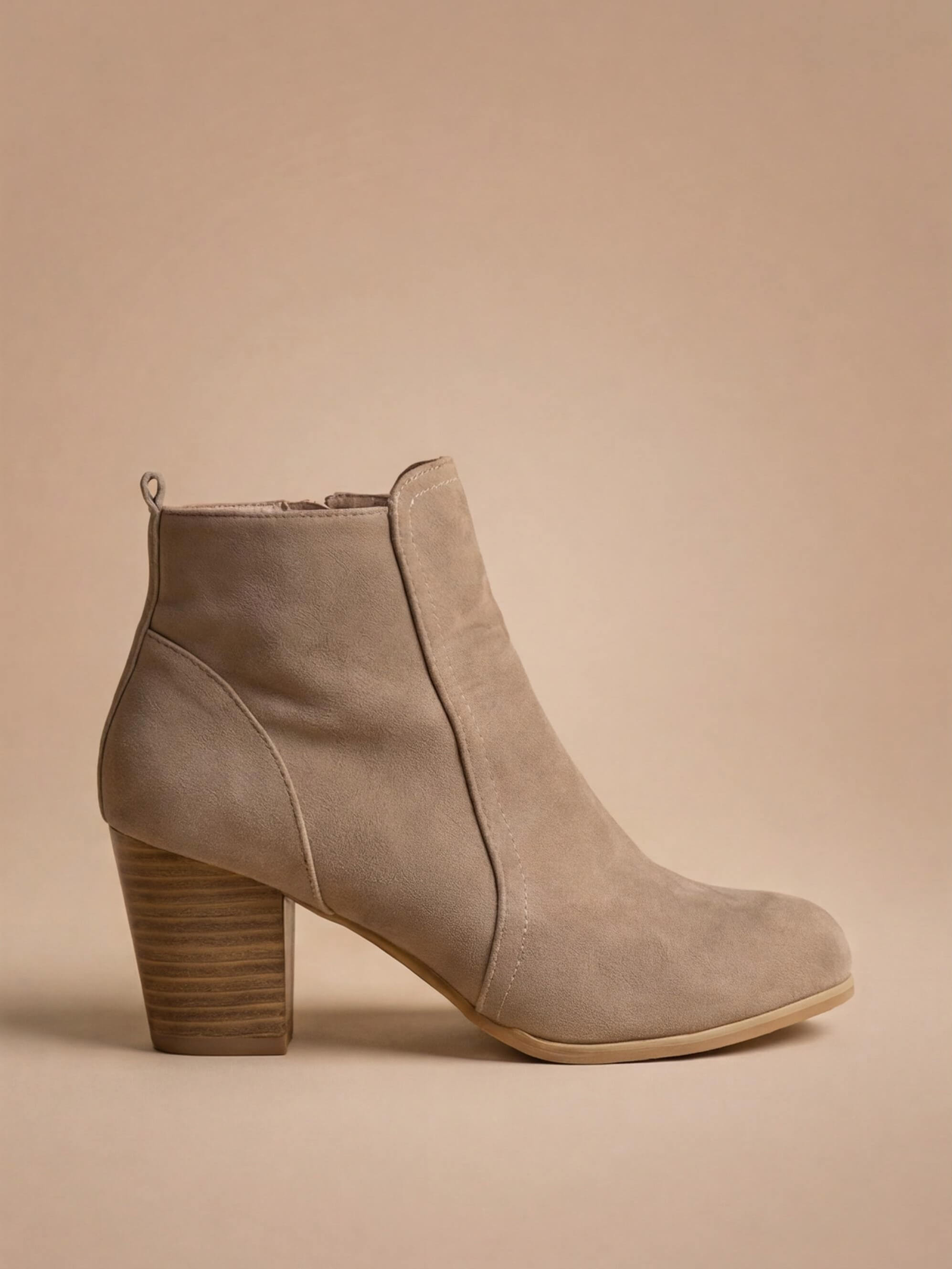 Women’s Round-Toe Ankle Boots –  Side Zip & Chunky Heel Stability