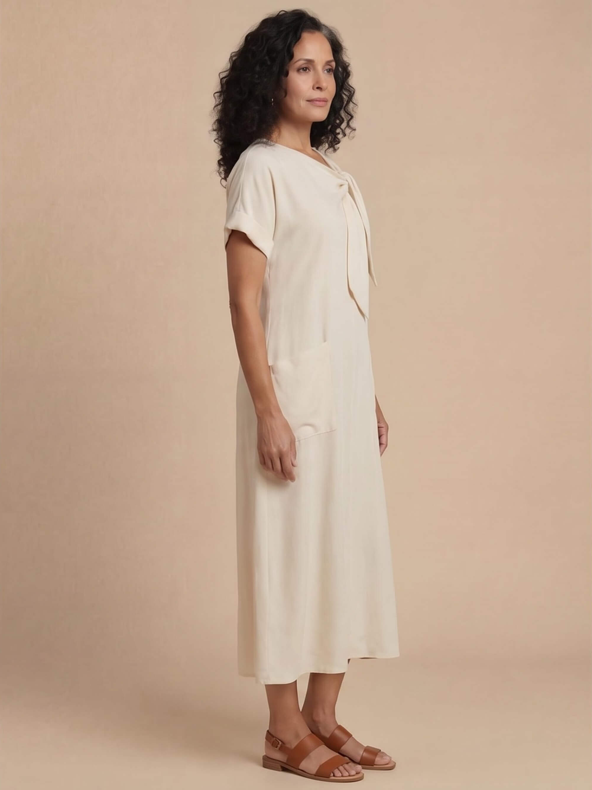 Women’s Bow Neck Pocket Maxi Dress