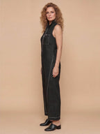 Women’s Sleeveless Zip Front Wide-Leg Jumpsuit