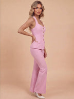 Tailored Denim Blazer & Flared Pants Set