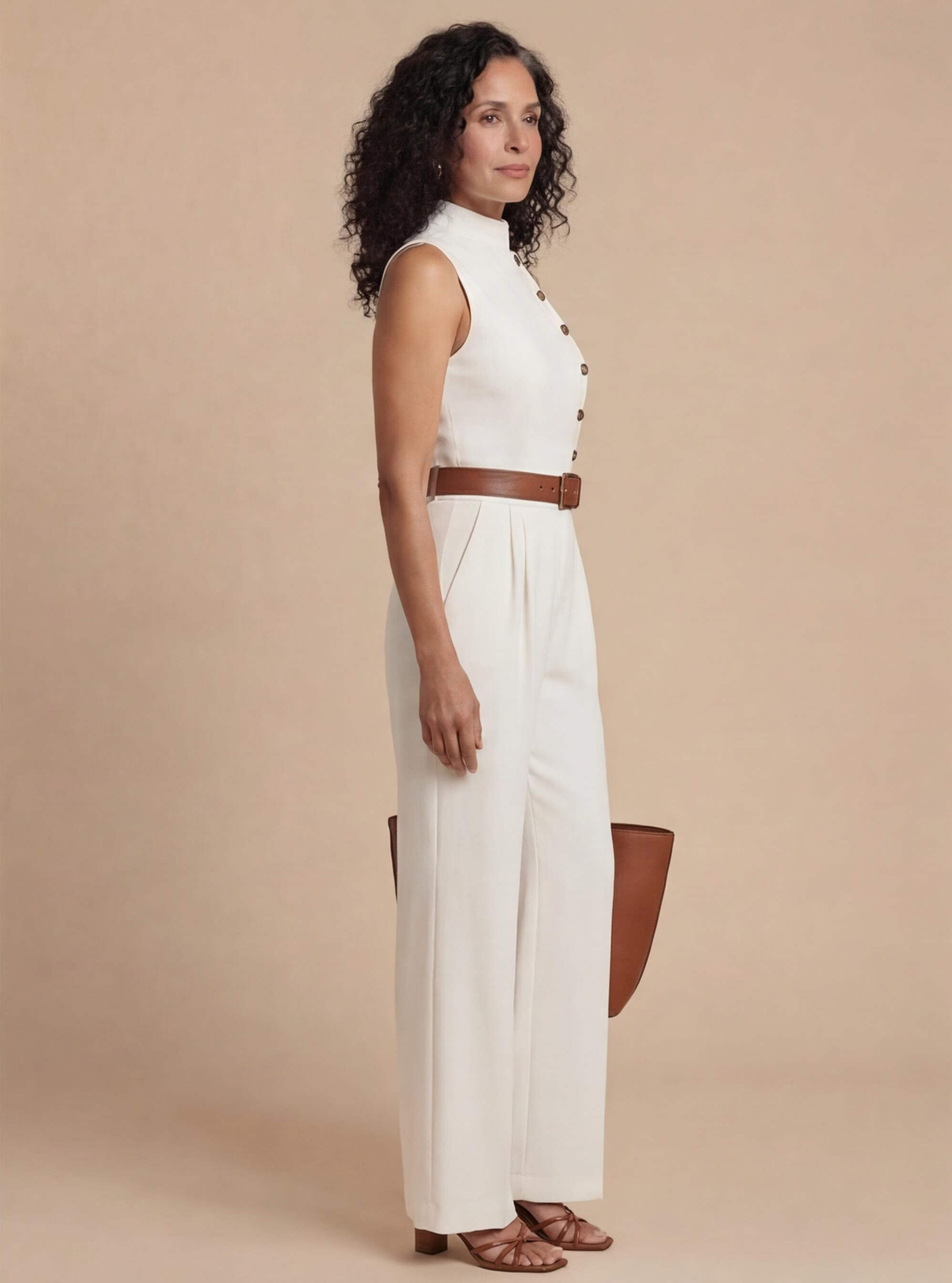 Women’s Sleeveless Wide-Leg Jumpsuit – Modern Elegance & Clean Lines