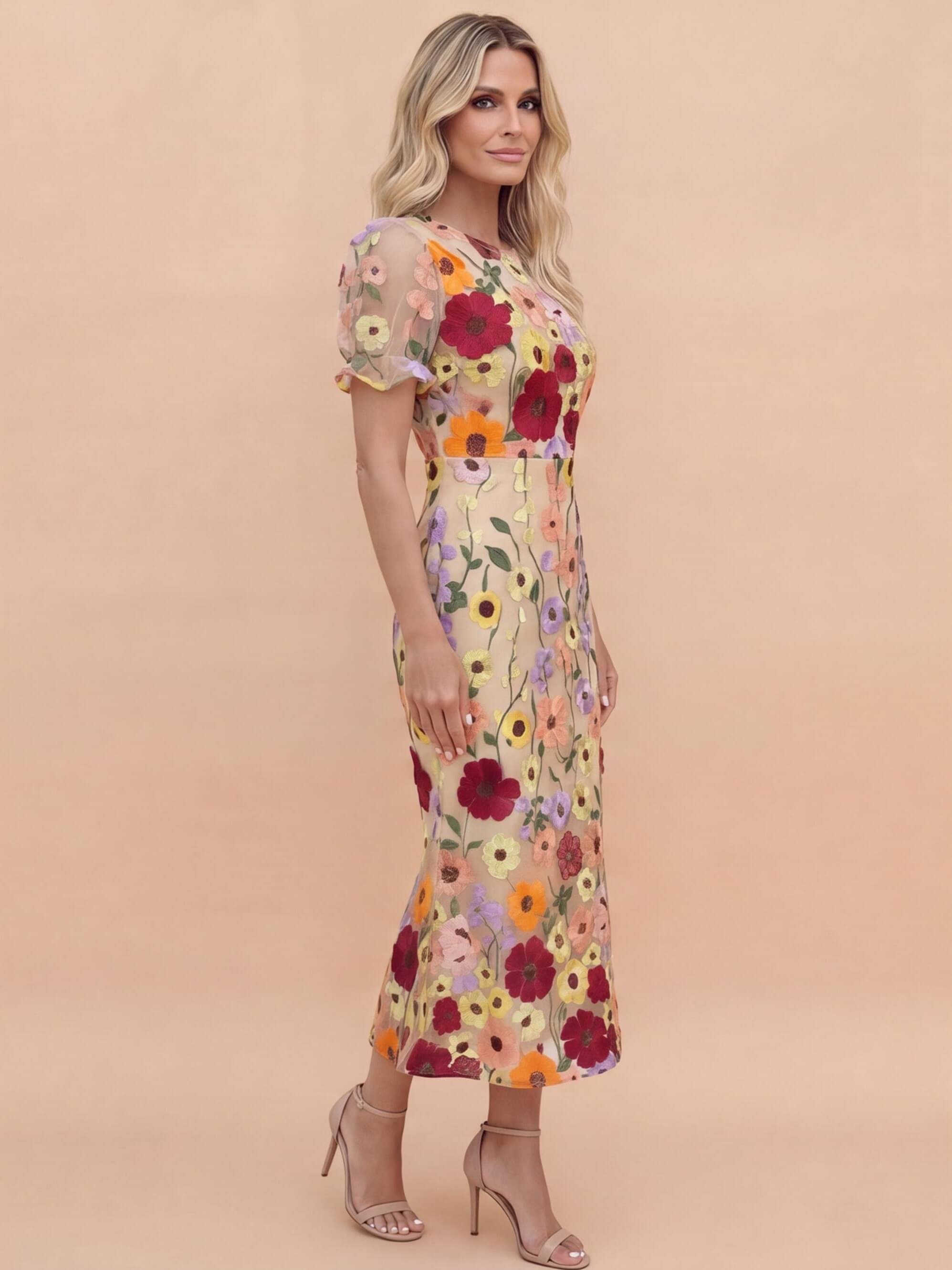 Maribel 3D Floral Midi Dress