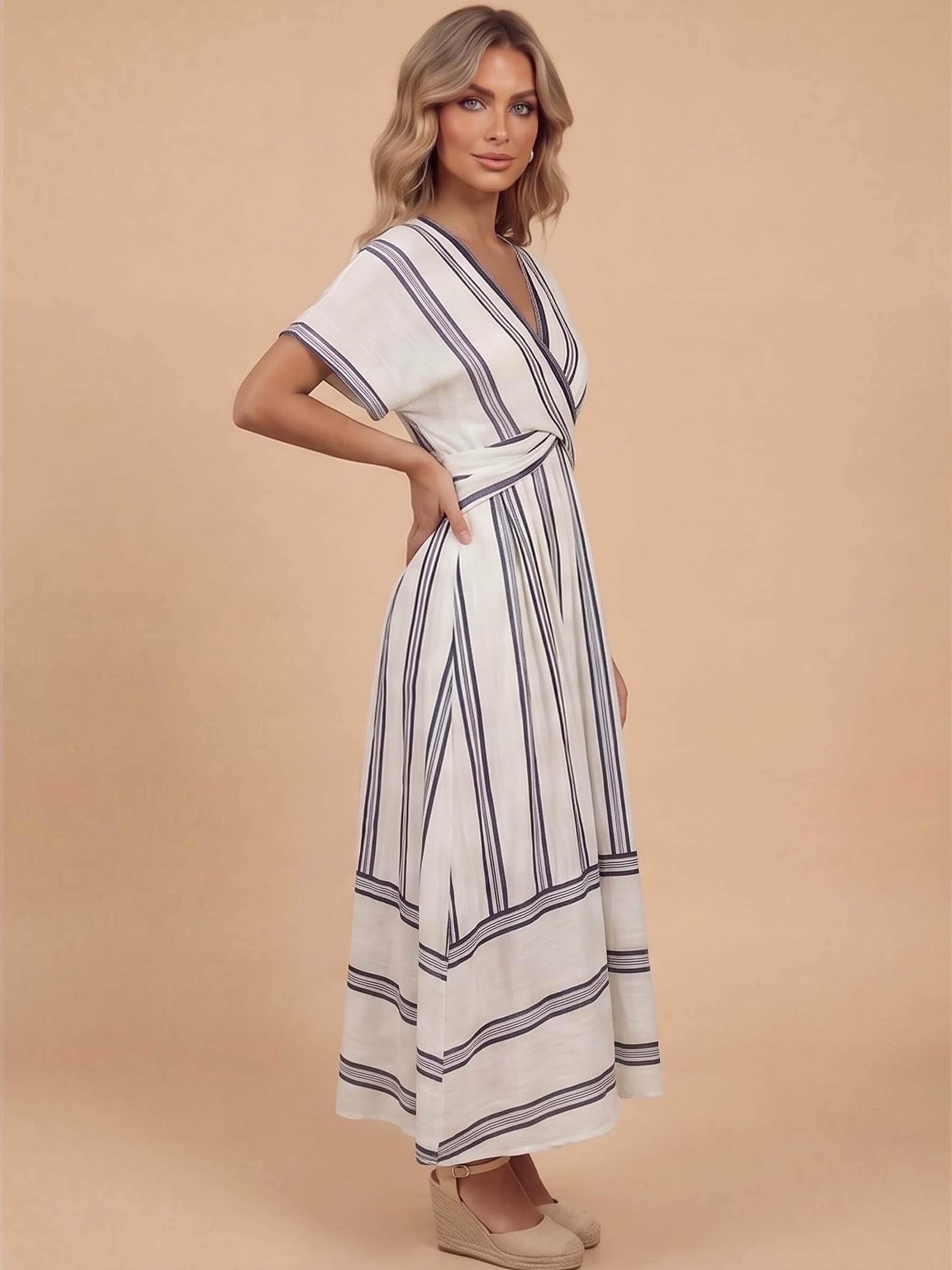 Women’s Striped Wrap Maxi Dress