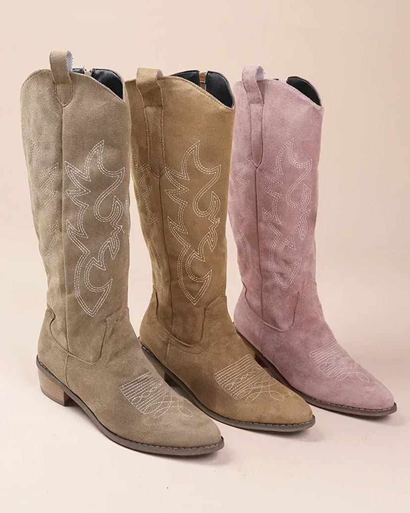 Ryder Embroidered Knee-High Boots