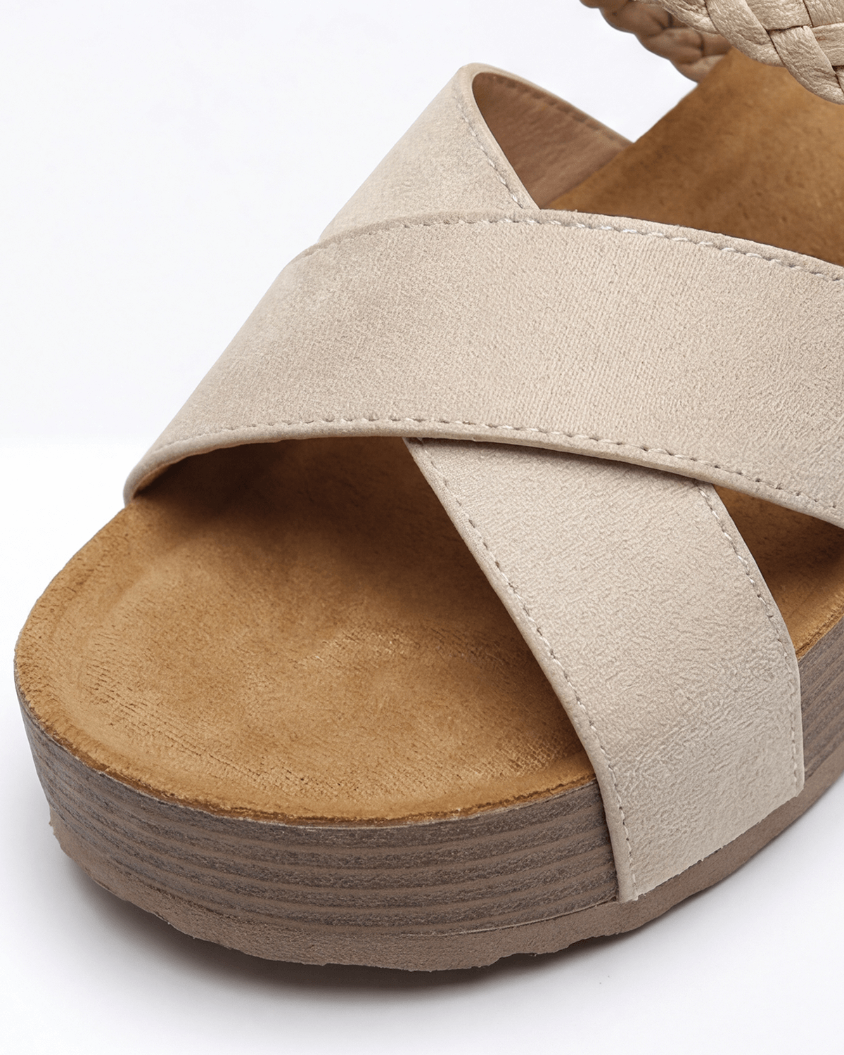 Women’s Platform Slide Sandals- Braided Strap