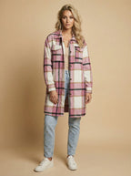 Women’s Plaid Shirt Jacket –  Loose Spring/Fall Fit