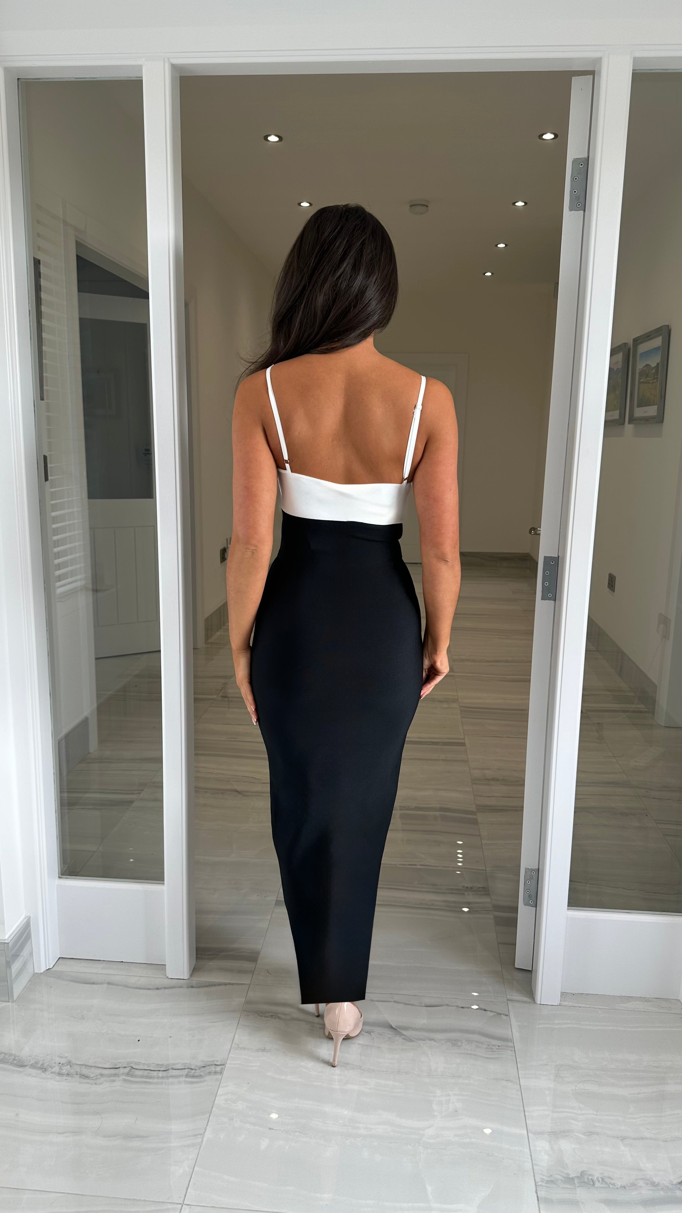 Isla Bow Front Bandage Dress – Black & White