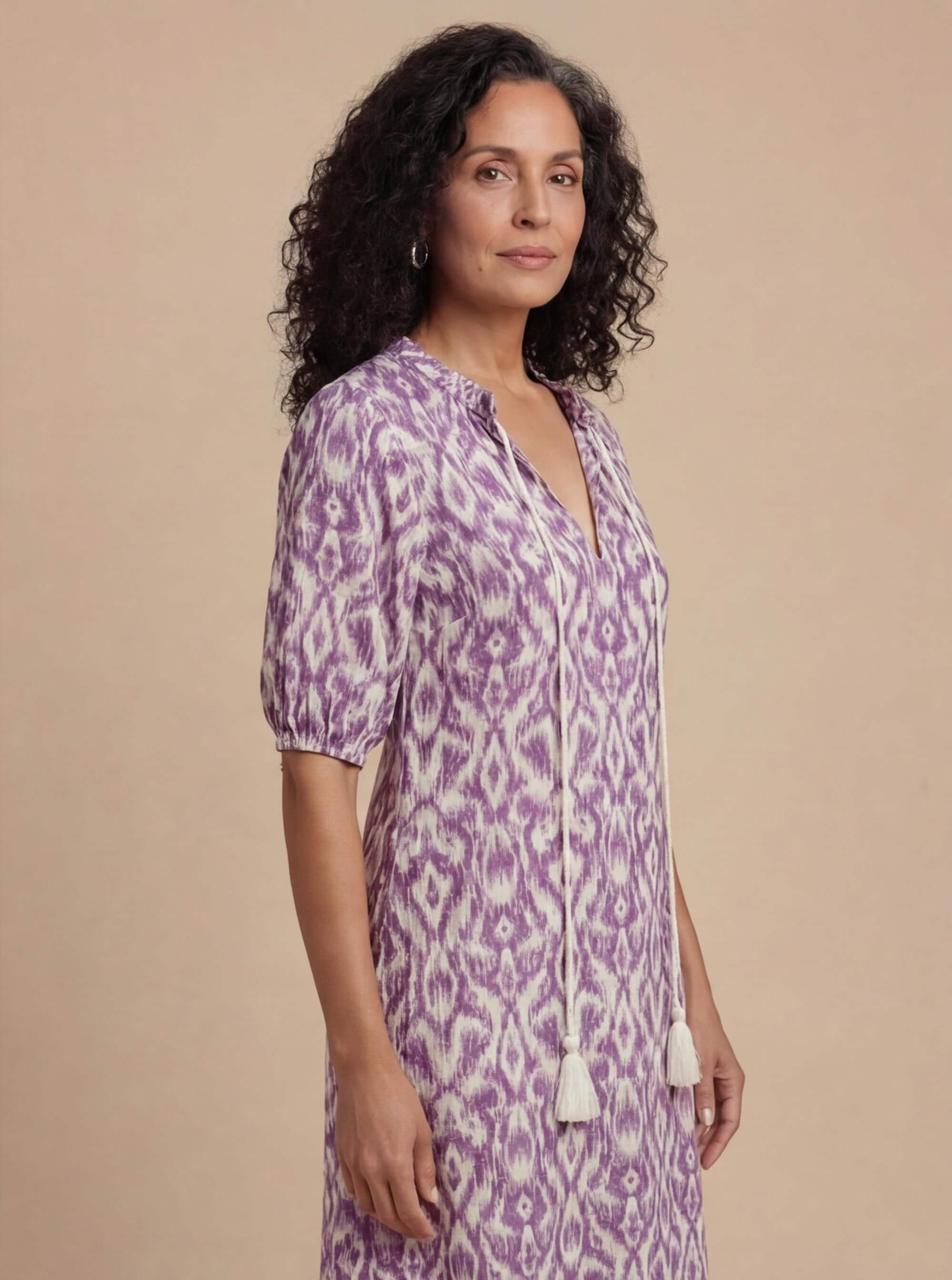 Women’s Dress – Boho Maxi Dress with Tassel Detail