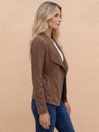 Women’s Elegant Open-Front Jacket – Waterfall Lapel