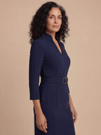 Elegant midi dress for women with a belt