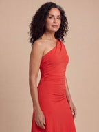 Women’s One-Shoulder Draped Maxi Evening Dress