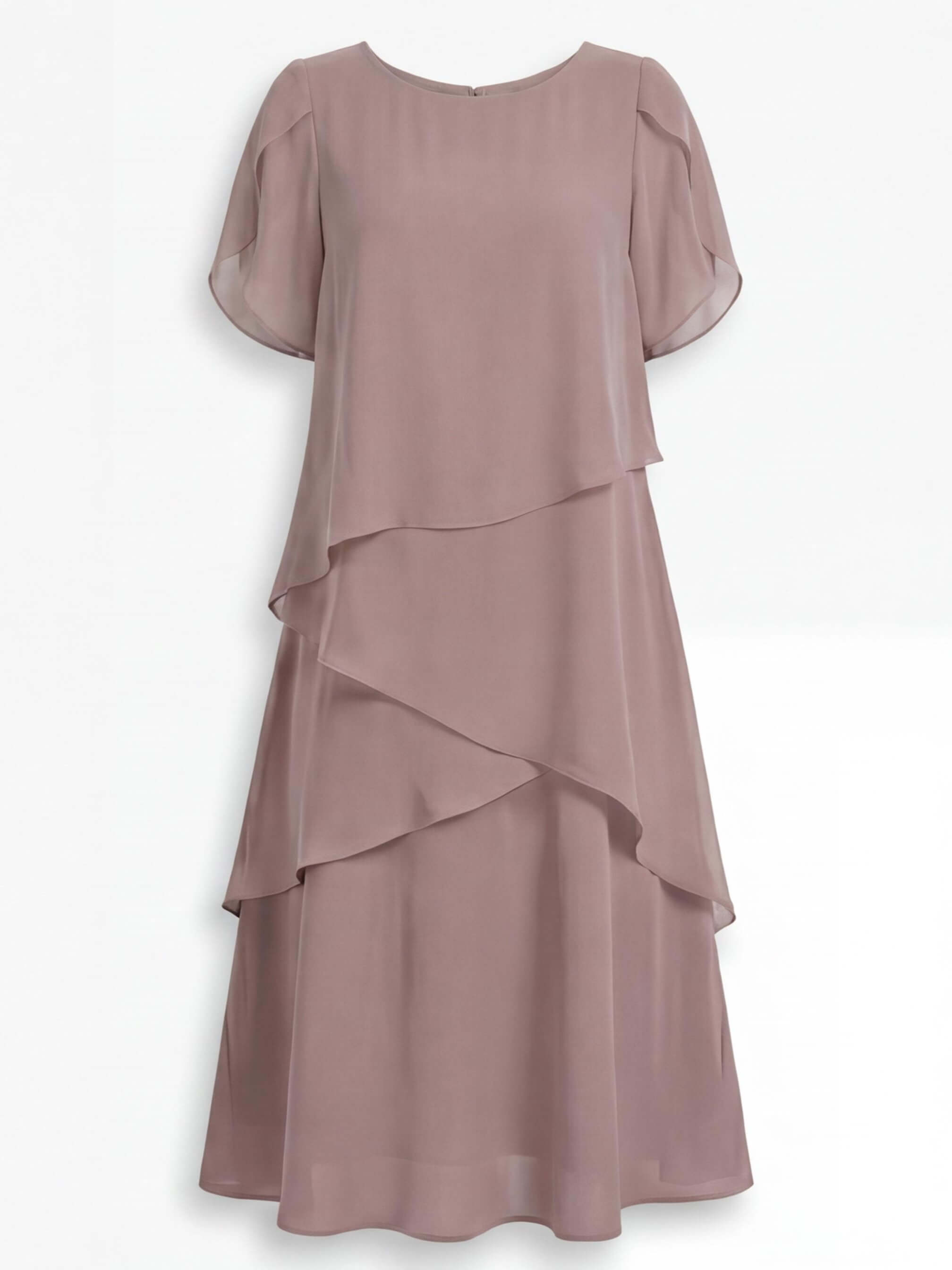 Women’s Elegant Chiffon Layered Dress – Round Neck