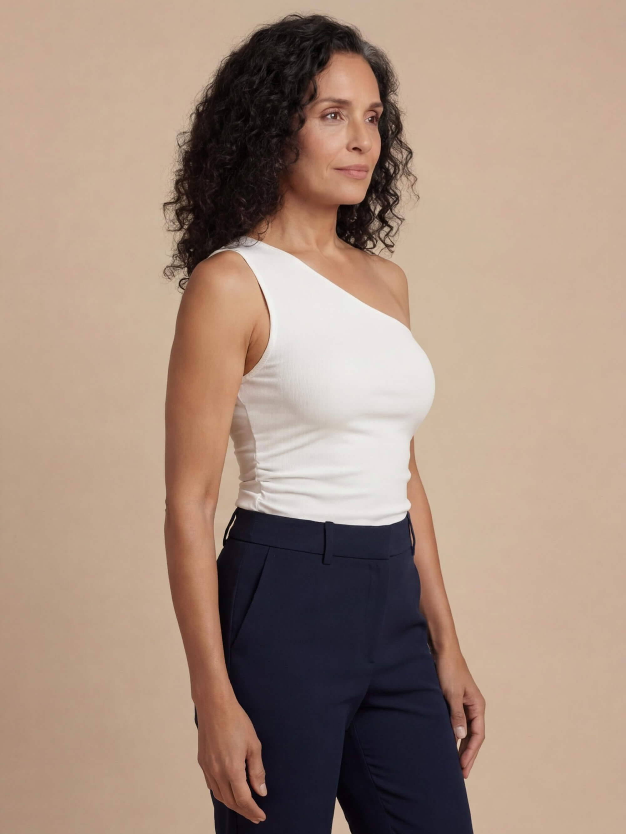 Women’s Asymmetric One-Shoulder Tank Top – Minimalist Stretch Design