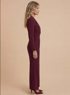 Women’s Jumpsuit – Tailored Long-Sleeve Wide-Leg Jumpsuit