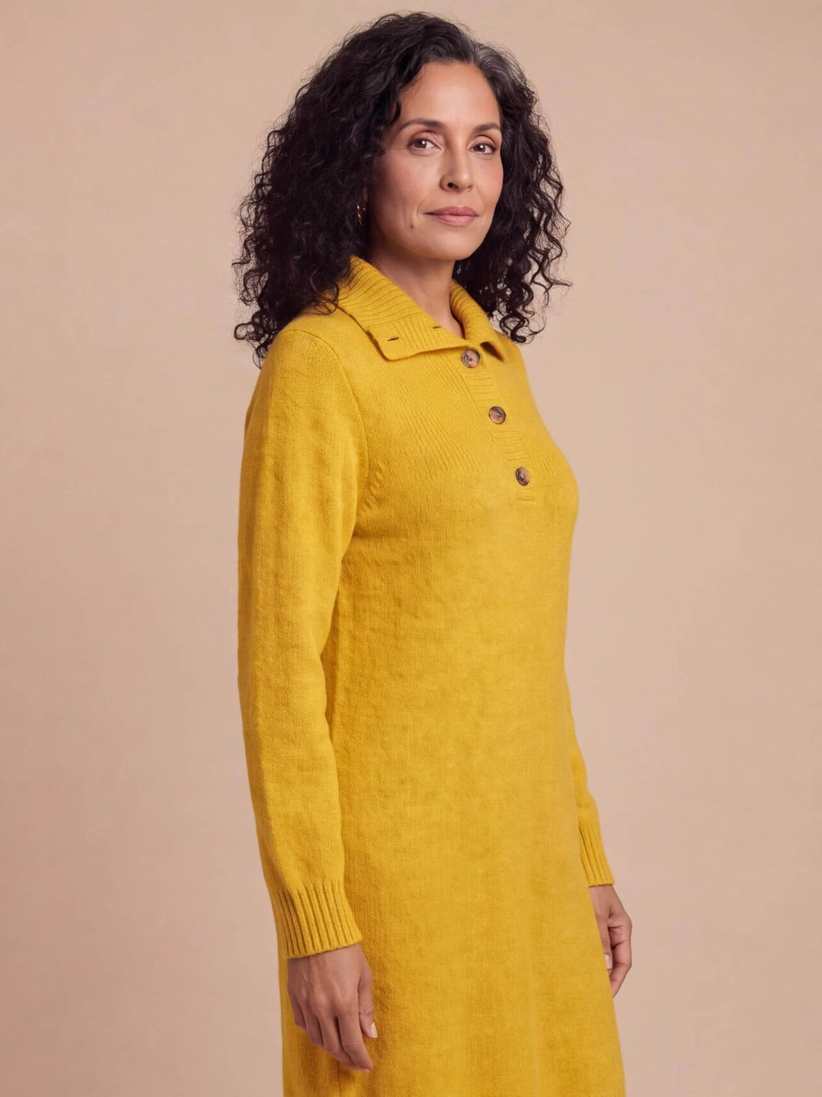 Women’s Knit Midi Dress with Button Front