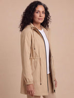 Women’s Hooded Longline Jacket with Drawstring Details