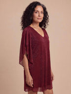 Women’s Glitter V-Neck Cape Sleeve Party Dress