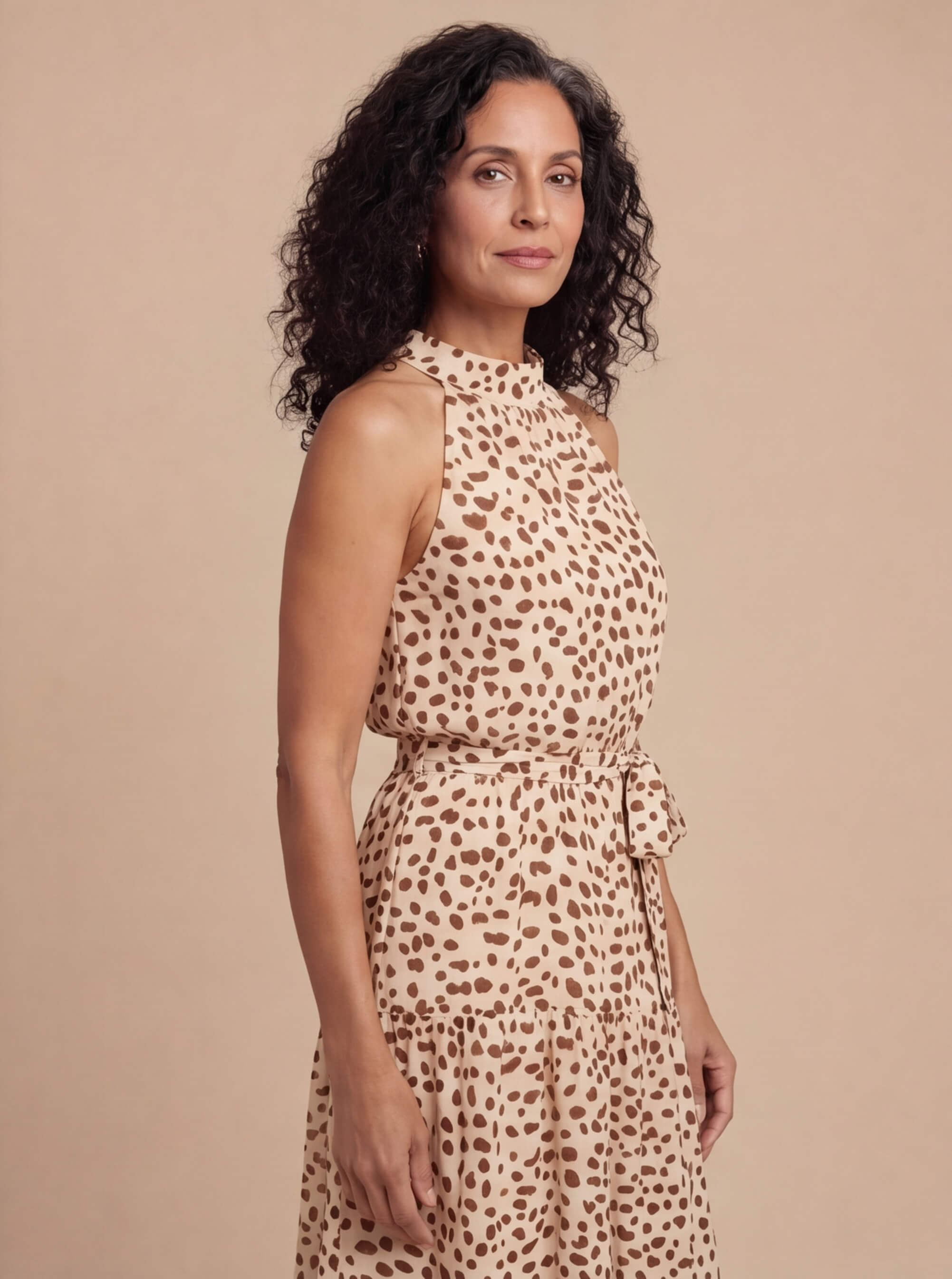 Women’s Dress – Halter Neck A-Line Maxi Dress