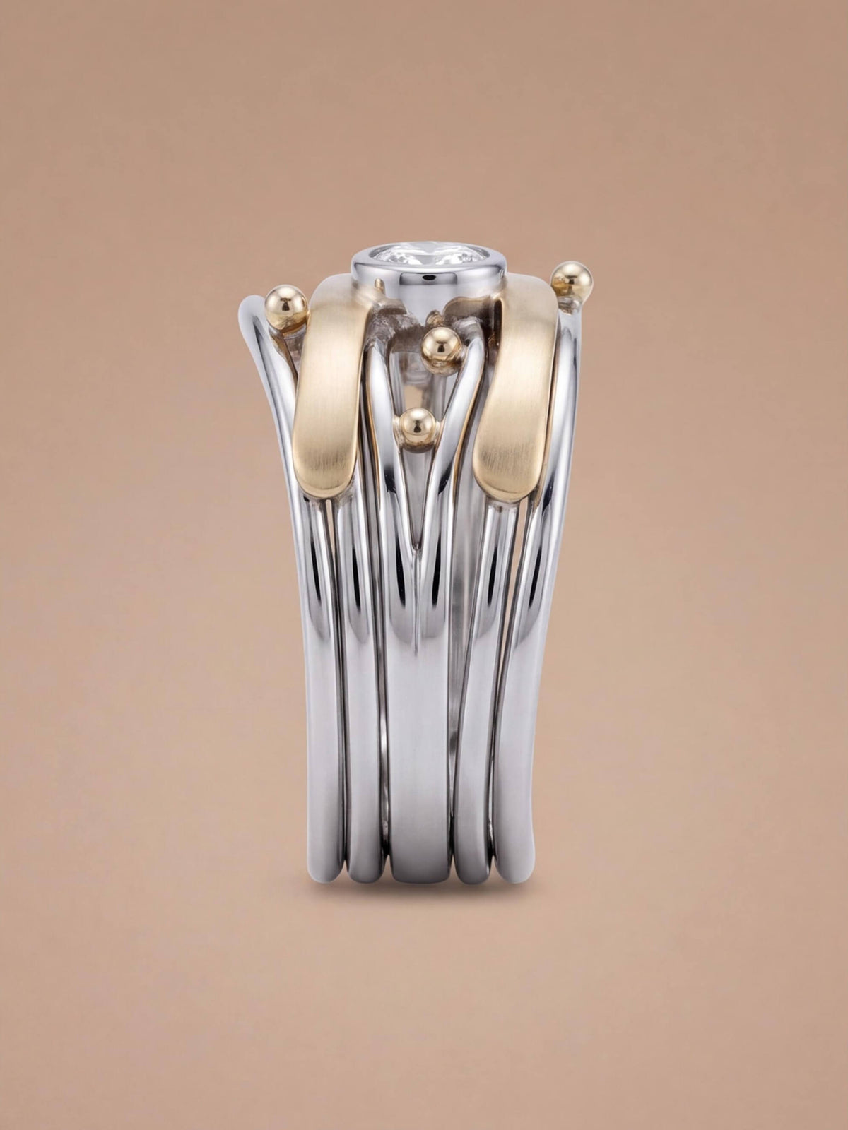 Women’s Layered Gold-Tone Beaded Ring