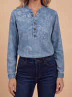 Women’s Paisley Button Detail Long Sleeve Top