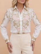 Women’s Embroidered Button-Up Long Sleeve Shirt