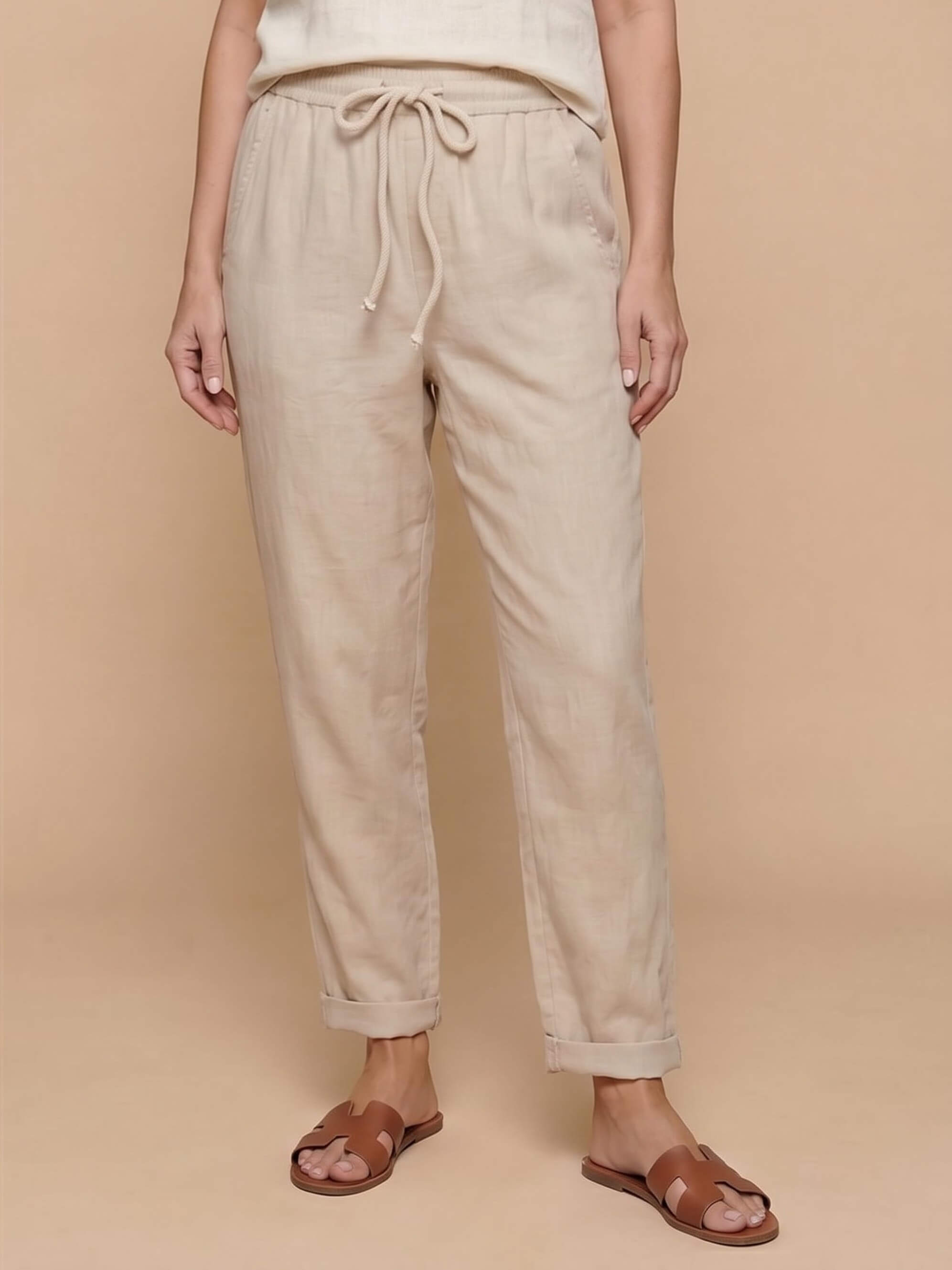 Women’s Drawstring Cuffed Tapered Trousers