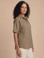 Women’s Collared Button Detail Short Sleeve Shirt