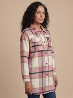 Women’s Plaid Shirt Jacket –  Loose Spring/Fall Fit