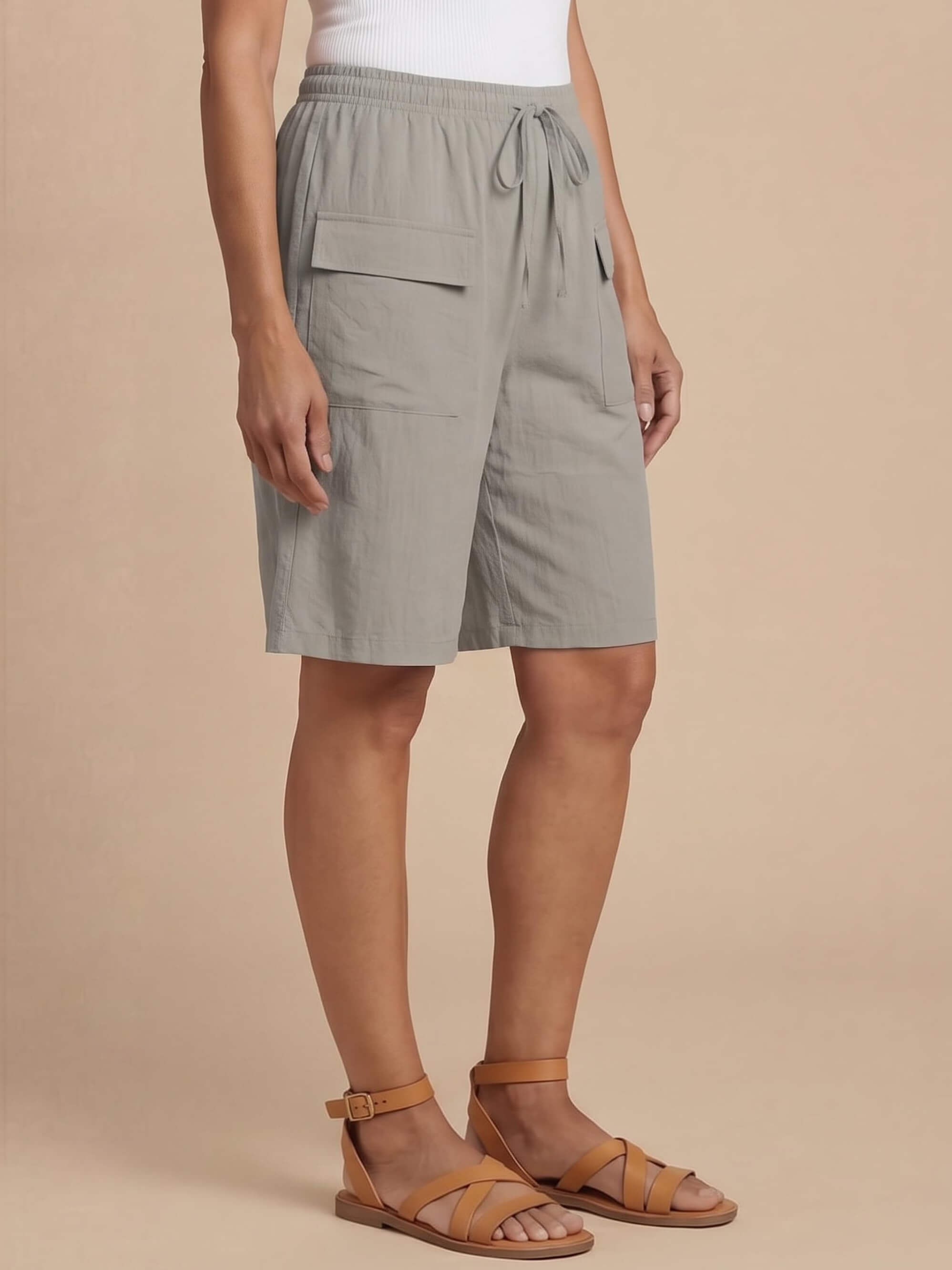 Women’s Drawstring Cargo Bermuda Shorts