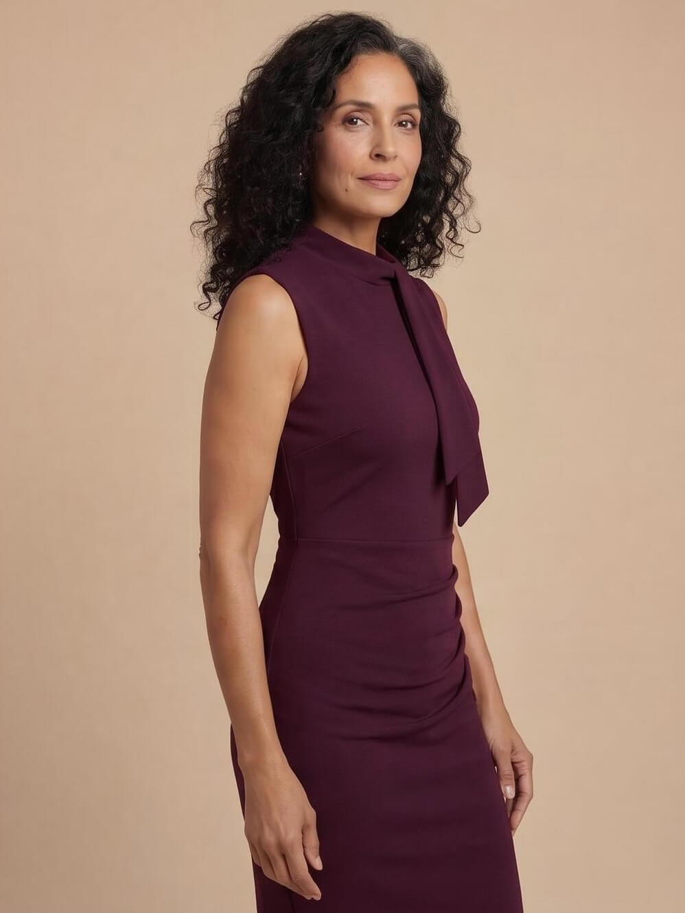 Women’s sleeveless midi dress with a wrap-around V-neck