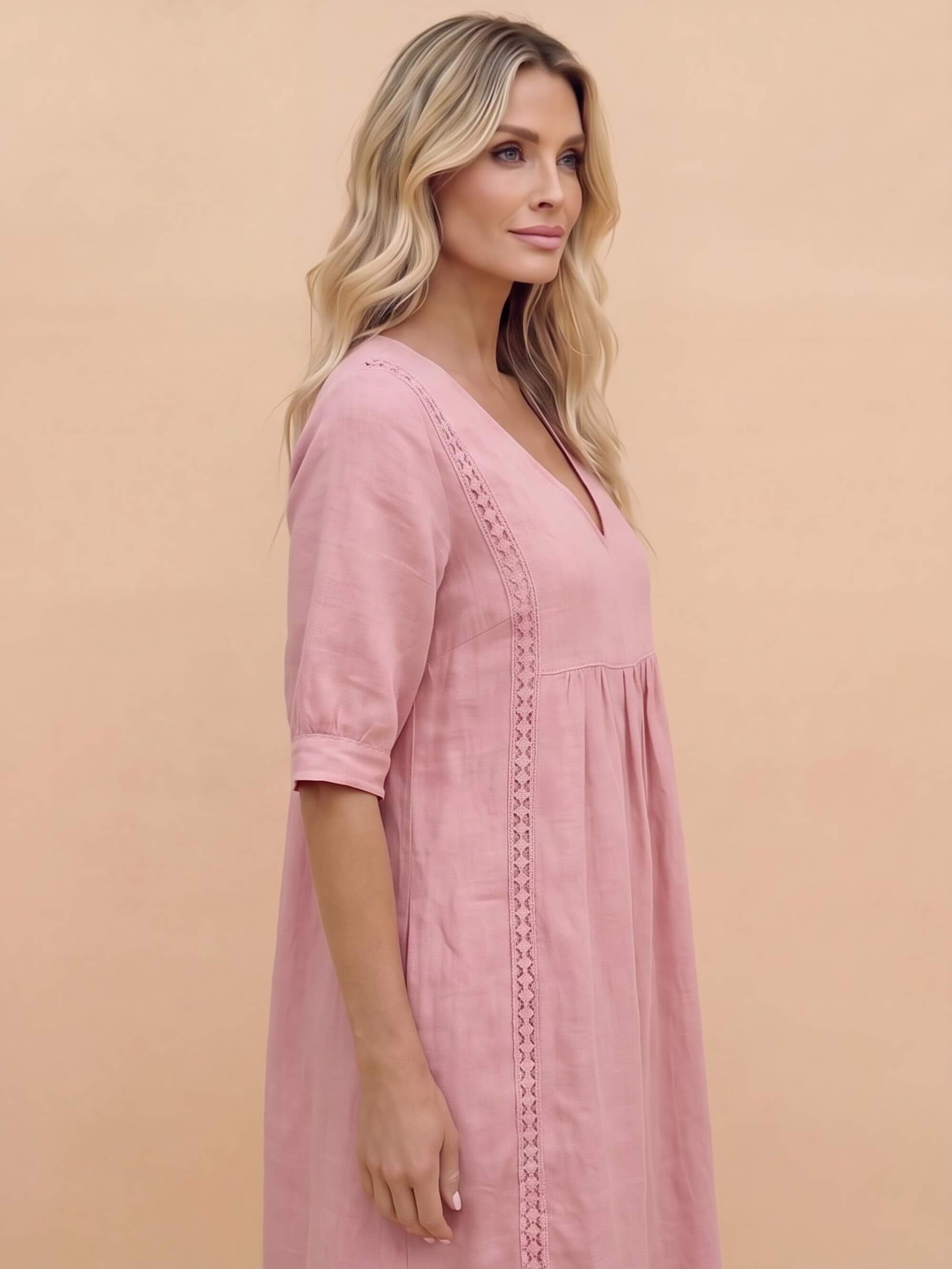Women’s V-Neck Pocket Midi Dress