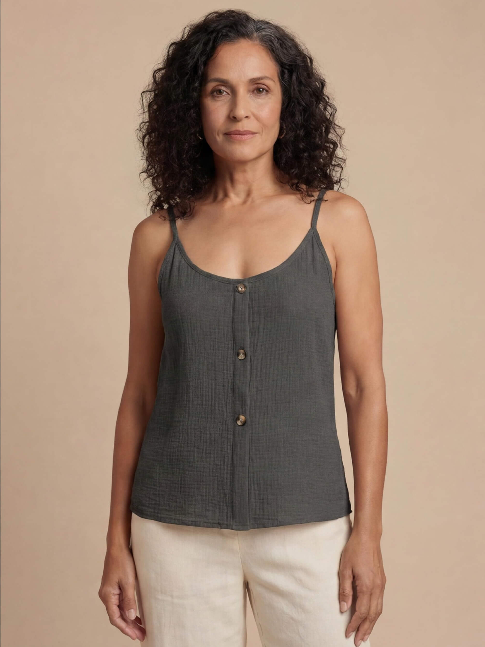 Women’s Button Front Textured Cami Top