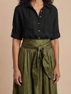 Women’s Button-Up Shirt and Tie-Waist Skirt Set