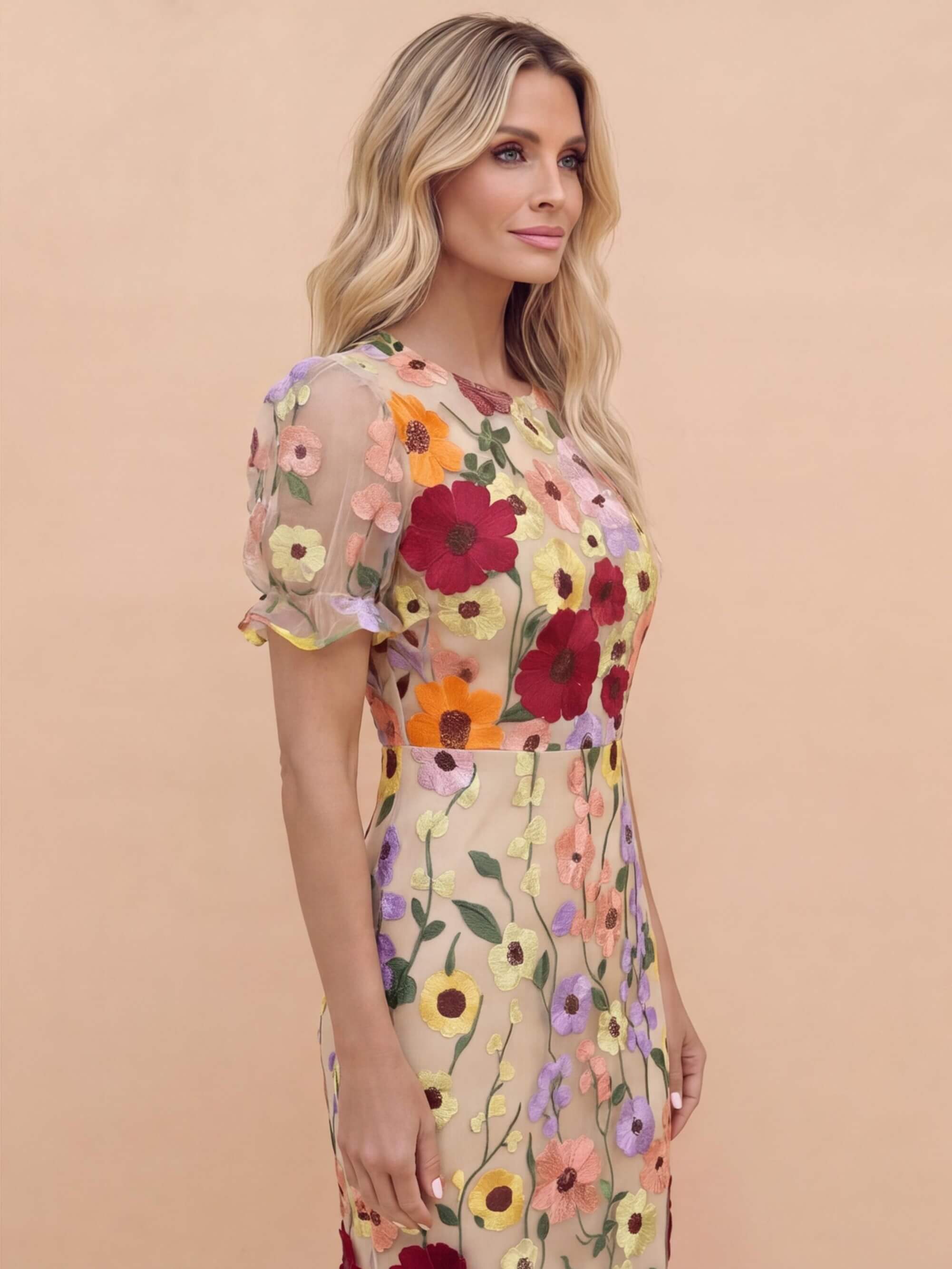 Maribel 3D Floral Midi Dress